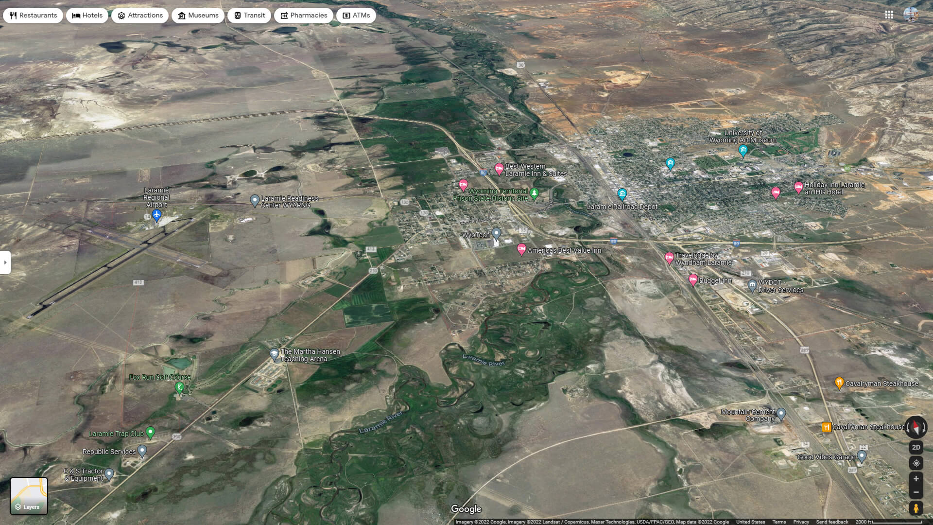 Laramie Aerial Map Wyoming